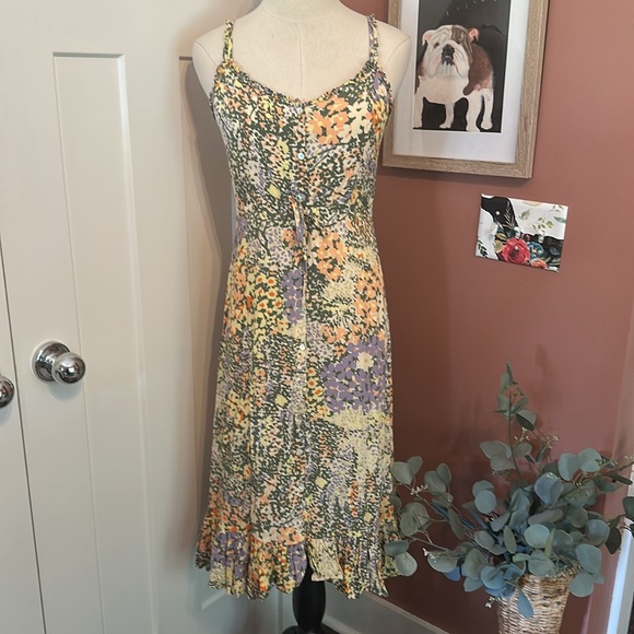 Rails Adalyn Gardenia pastel ruffle trim button front M Ruffled Tiered Sundress - Picture 4 of 16